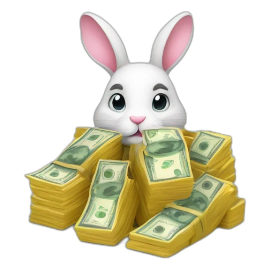 Bunny with lot of money sticker
