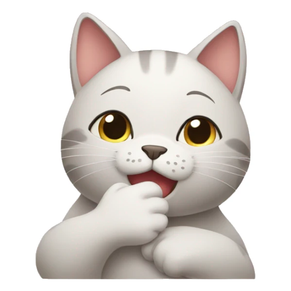 Shy cat covering her mouth with paw  sticker