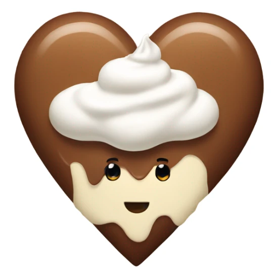 Brown heart emoji with whipped cream on top  sticker