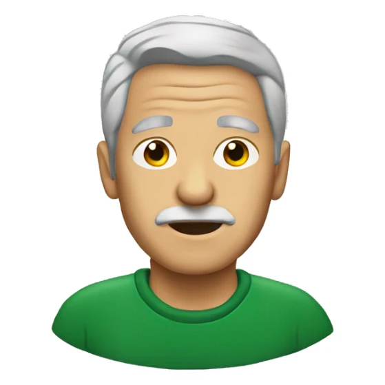 old men profile gray hair and green crewneck sticker