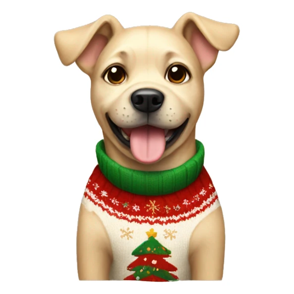Beige dog wearing a Christmas sweater  sticker