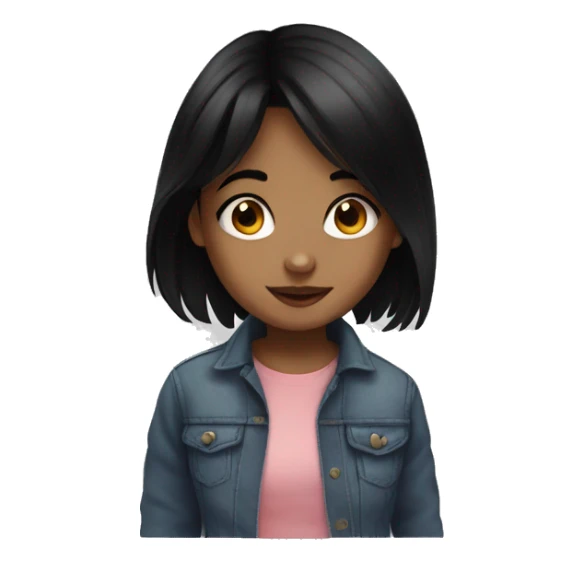 black haired girl portrait cute shy sticker