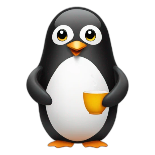 Penguin in tuxedo sipping tea sticker