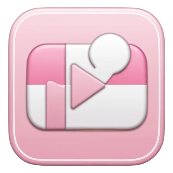 Símbolo do YouTube em tons rosa claro e branco com contorno branco, efeito adesivo, estilo emoji de iPhone. sticker