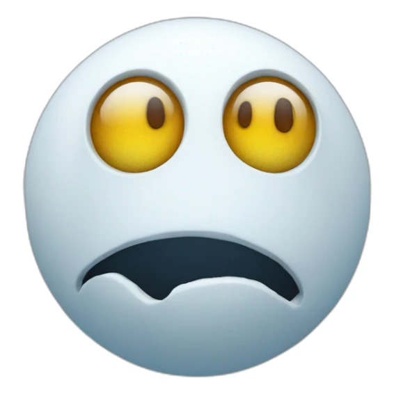 3d sphere with a cartoon Snow Golem skin texture with big thoughtful eyes sticker