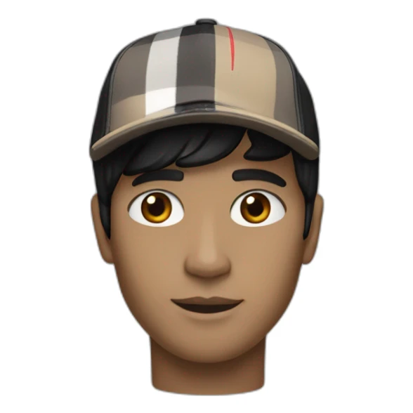 guy with white skin burberry cap and black mid-length hair sticker