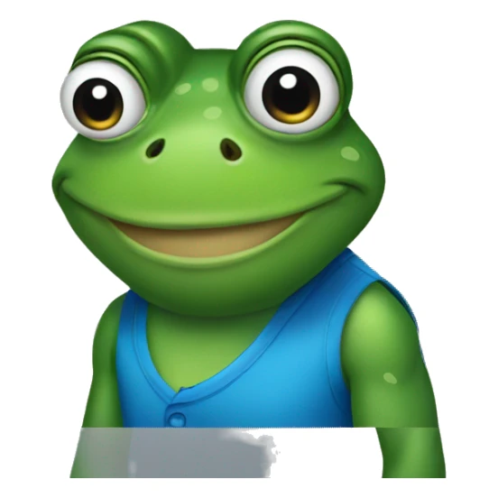 a frog wearing a blue sleeveless shirts sticker