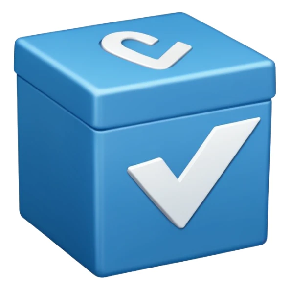 Side way check mark in bule box 2d sticker