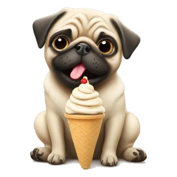 Pug eating ice cream sticker