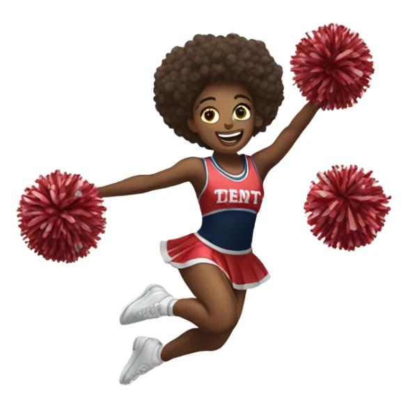 Cheerleader jumping in are with Pom poms in her hands  sticker