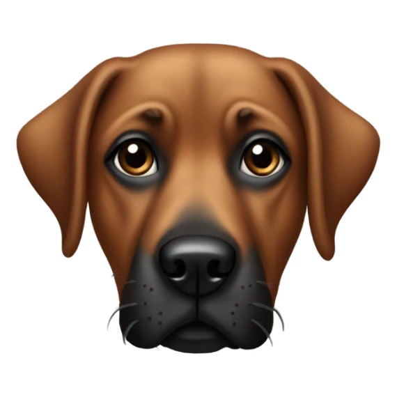 Brown dog with black muzzle and crossed eyes sticker