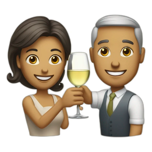 man and woman toasting with a glass of white wine sticker