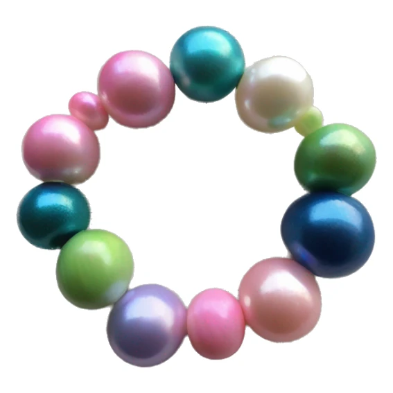 an assortment of colourful beads, pink, pearl, green, blue only 4 beads. make them cute and girly please sticker