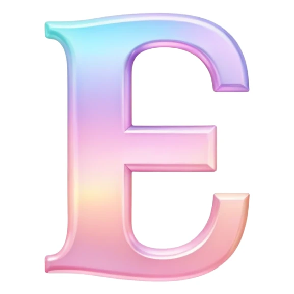 Iridescent pastel pink Font setting icon with letter E sticker