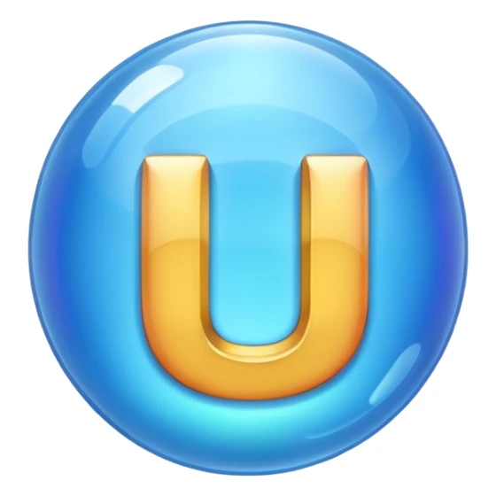 Letter U inside blue bubble sticker