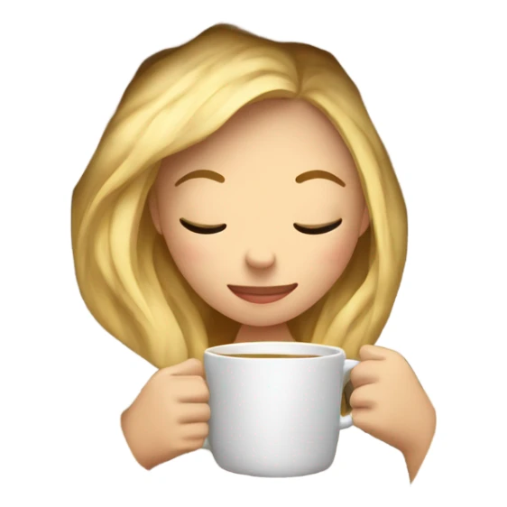 Blond girl inside a blanket sipping coffee eyes closed sticker