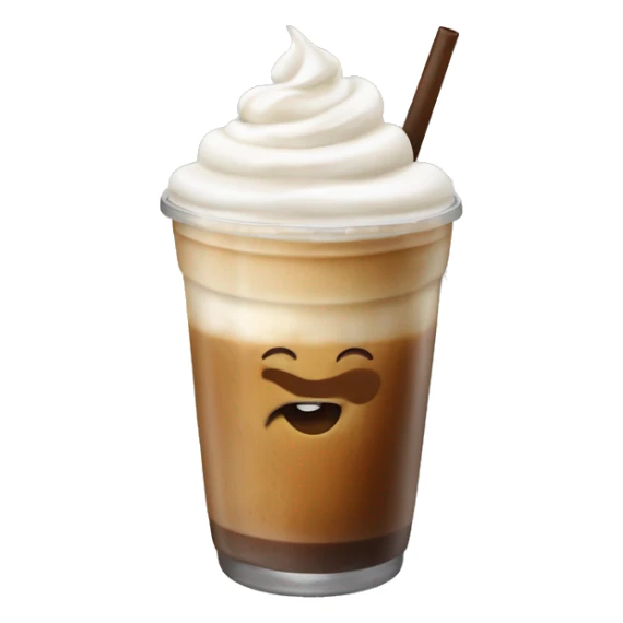 Iced coffee latte with white cream in cup sticker