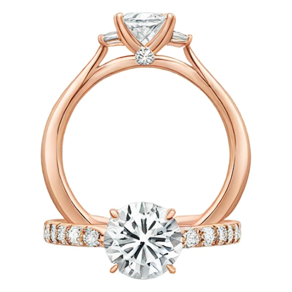 Rose gold engagement ring with round diamond sticker