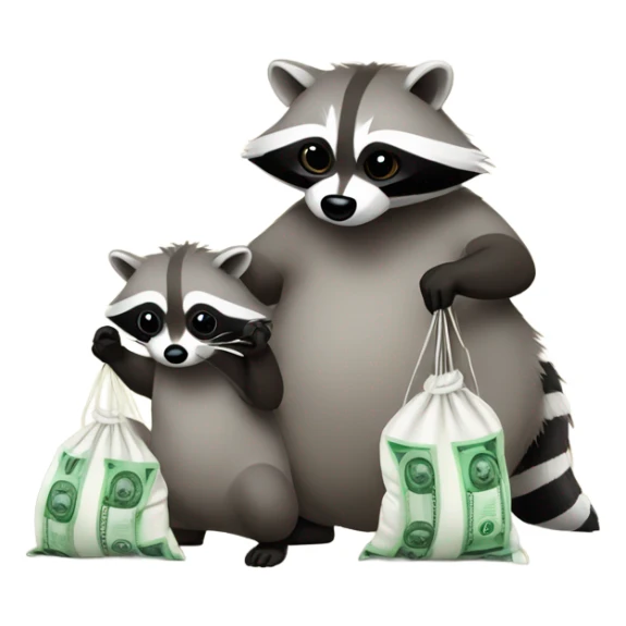 Raccoons with bags of cash sticker