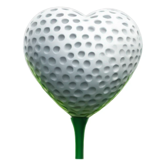 Golf ball in shape of a heart sticker
