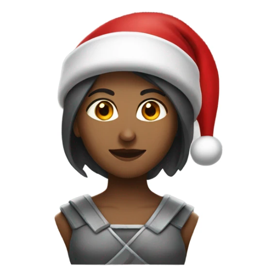 spartan female wearing red santa hat sticker