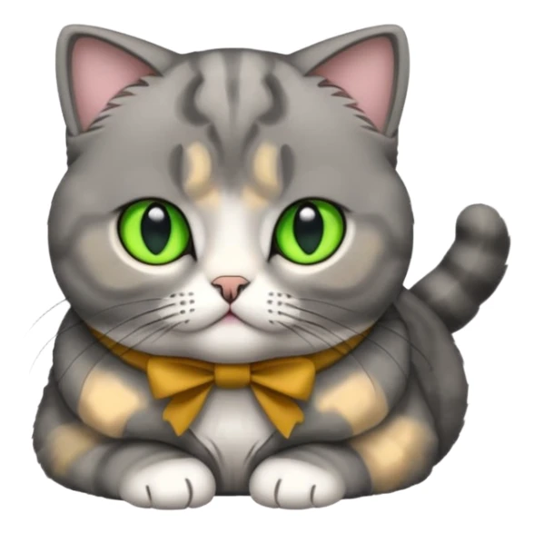 scottish fold cat with folded ears and all fur gray sticker