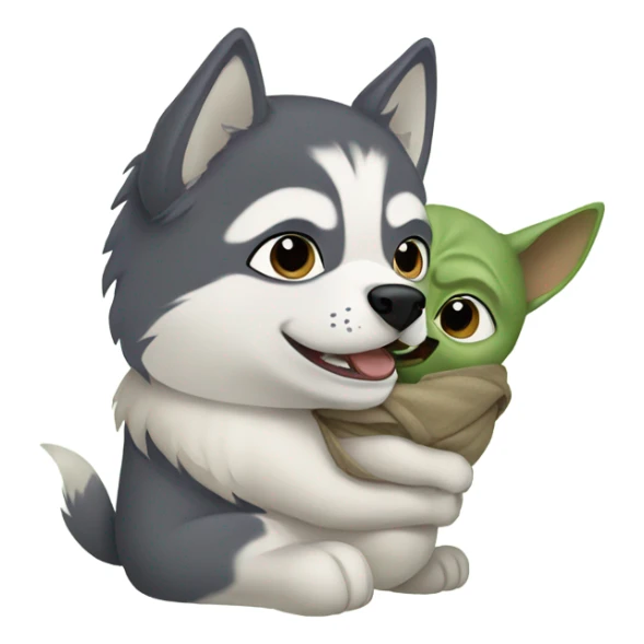 Husky carrying baby yoda sticker