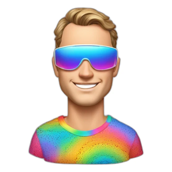 Fancy disco Jonathan Toews wearing rainbow lace shirt and wearing VR glasses sticker