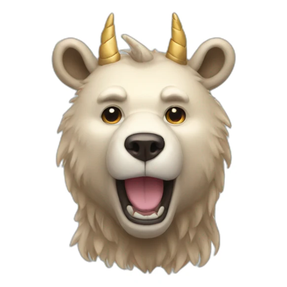 a bear that looks like a centaur wearing a unicorn horn sticker