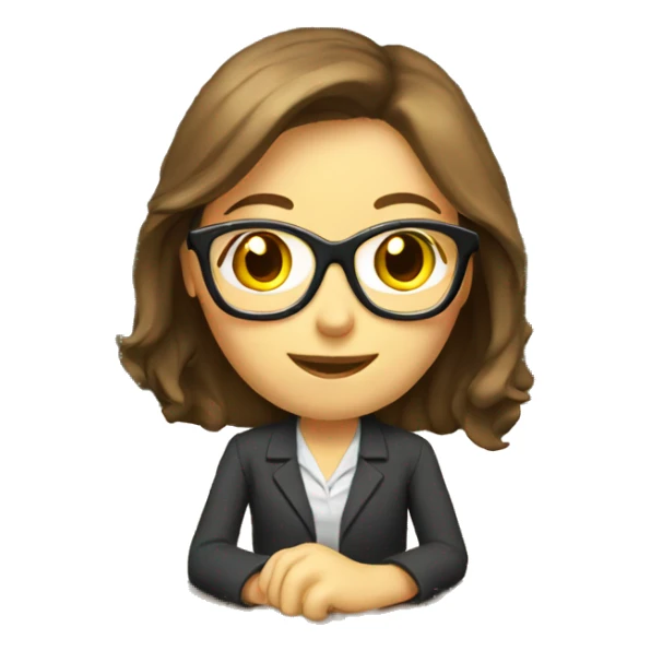 Female teacher in classroom long brown hair glasses sticker