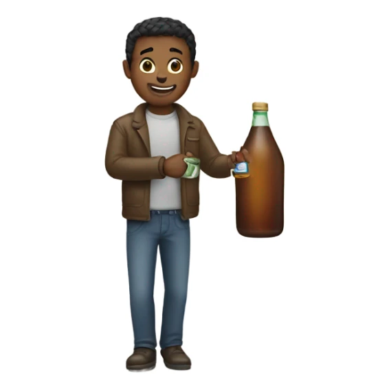 Man holding bottle sticker