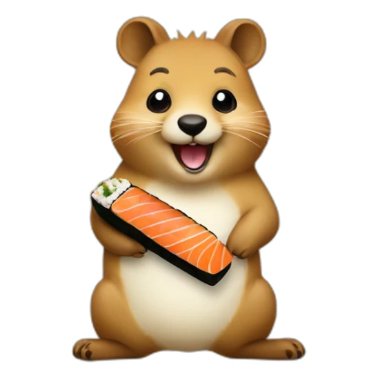 skinny happy quokka smile with sushi sticker