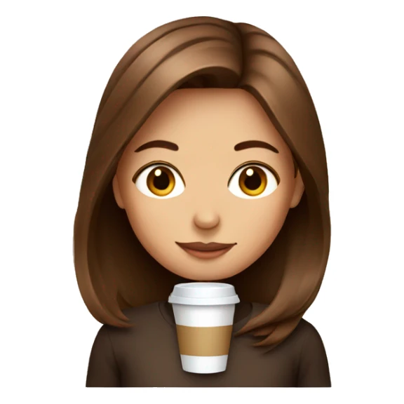 Brown hair girl with a coffee sticker