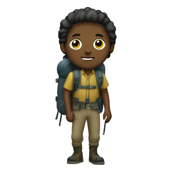 Backpacking in the woods, black hair man sticker