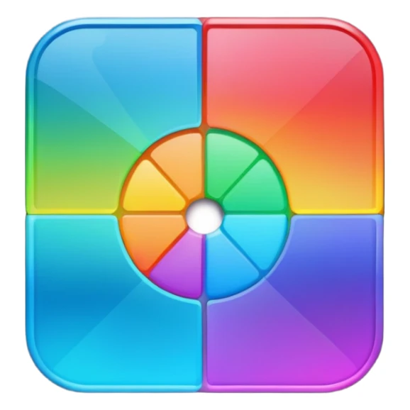 Davinci resolve "Color managment" shape, glossy iconm (rainbow colors) square with rounded edges  sticker
