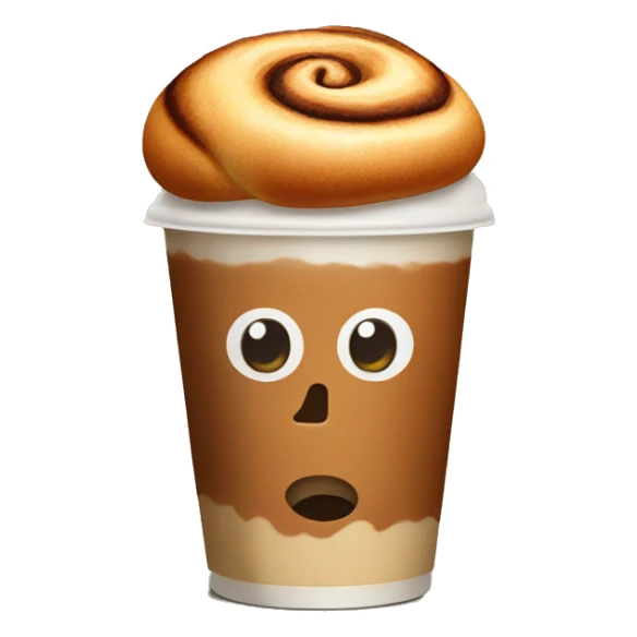 Cinnamon and cappuccino bun in a disposable glass sticker