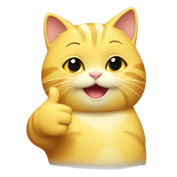 Fat yellow girl cat giving thumbs up sticker