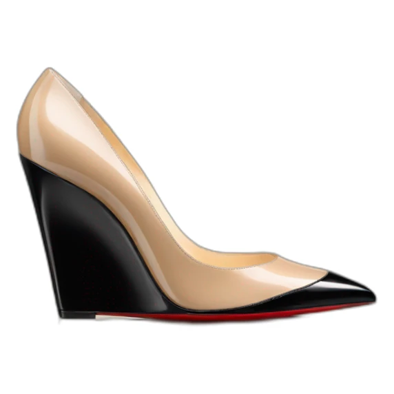 One WEDGE heel LOUBOUTIN black leather PATENT sticker