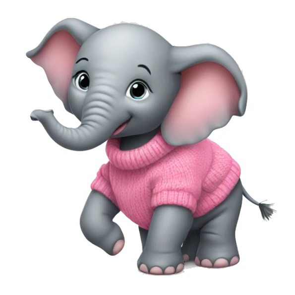 Baby elephant wearing pink sweater sticker