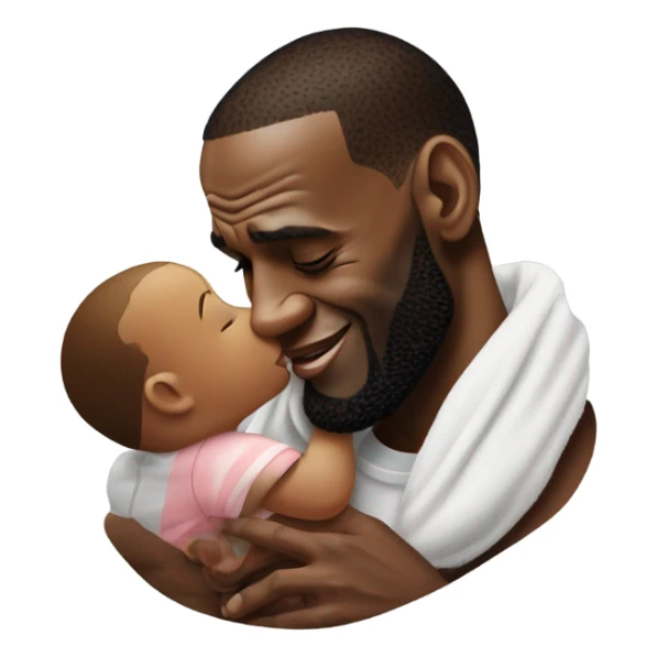 lebron james giving a baby a kiss sticker