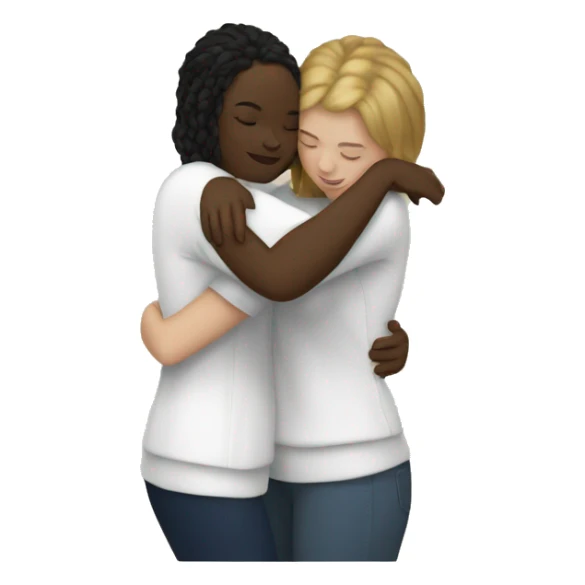 Two white women hugging eachother sticker