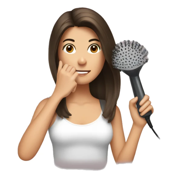 Brunette girl blow drying hair sticker