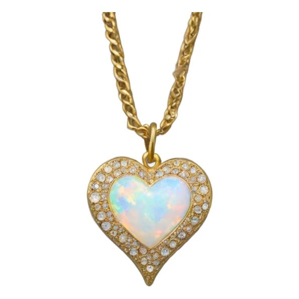 Gold heart with opal rhinestones collar sticker
