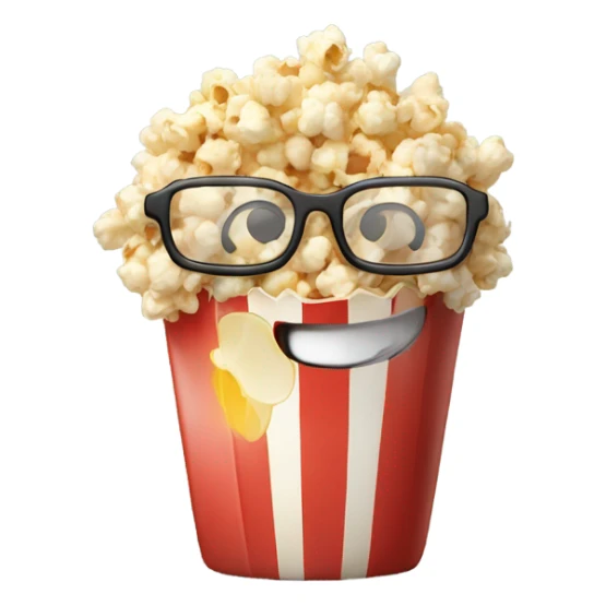 One piece of popcorn with glasses smiling  sticker