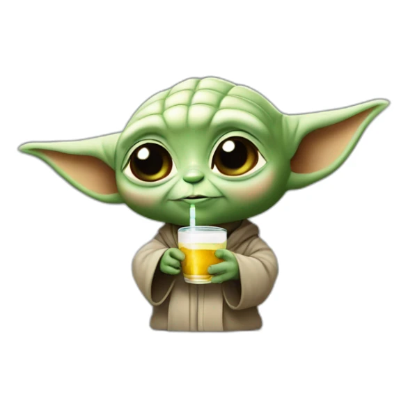 Bébé Yoda qui bois un verre de coca sticker