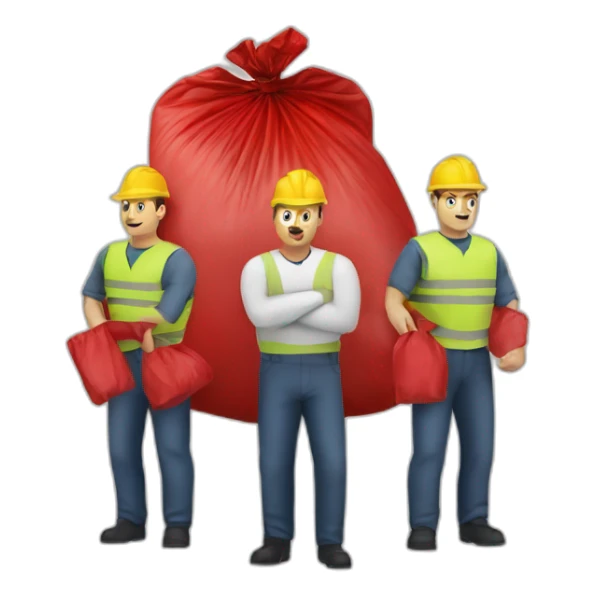 3 Man with red garbage bag in the bag danger logo sticker