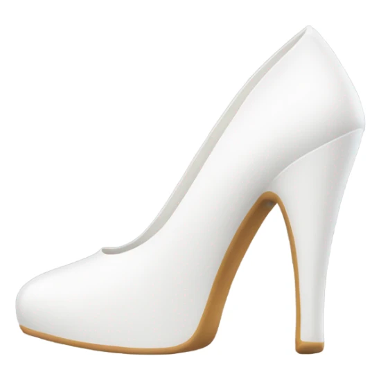 white latex mid heel shoe, direct fron view sticker