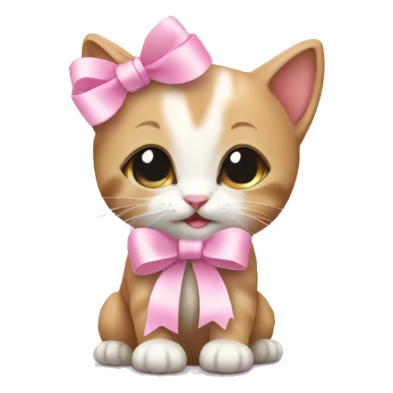 Kitten with a baby pink ribbon sticker