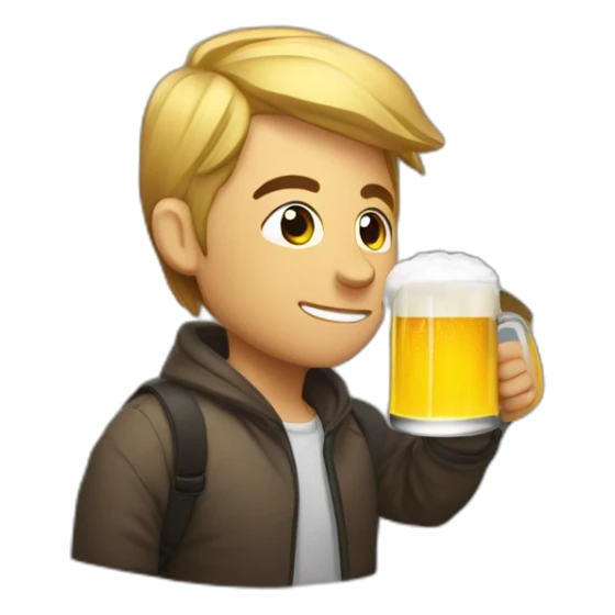 persona con prismáticos bebiendo cerveza sticker