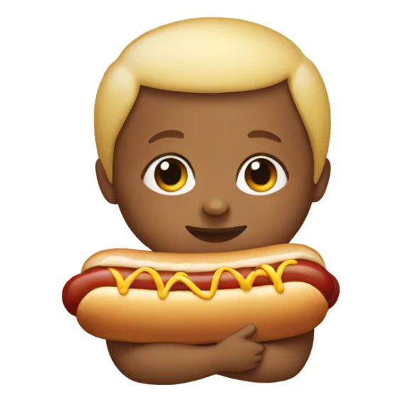 Baby with a hot dog sticker